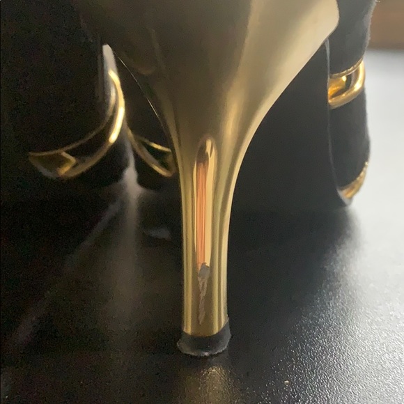 Black suede gold trim shoe boots size 8.5 - Picture 2 of 4